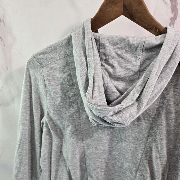 Athleta Hoodie Womens Large Zip Lightweight Shirt Hoodylicious Ruched Roll Up - Picture 7 of 14